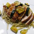 Creamy Walnut Pesto Linguine with Chicken and Zucchini