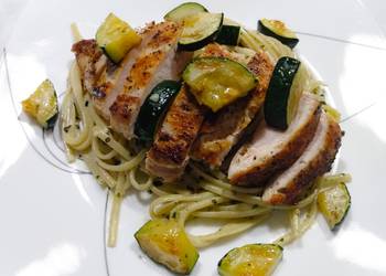 Ready to Serve Creamy Walnut Pesto Linguine with Chicken and Zucchini Delicious Perfect Ready to Serve Creamy Walnut Pesto Linguine with Chicken and Zucchini Delicious Perfect