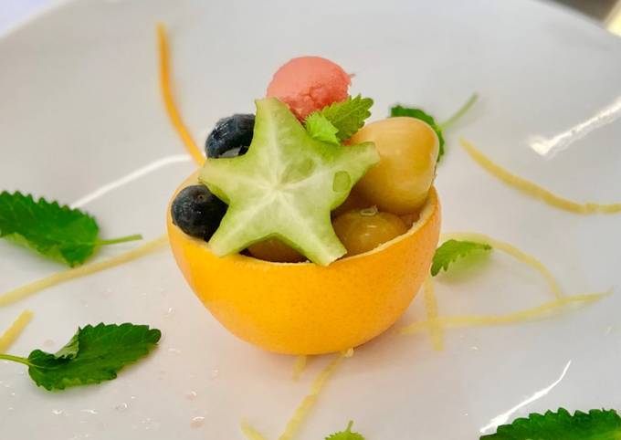 Fresh Fruits Salad with honey citrus dressing