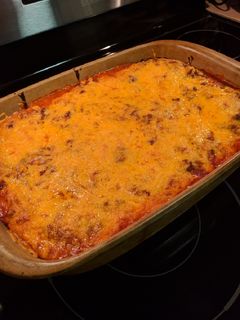 A picture of Mexican Lasagna.