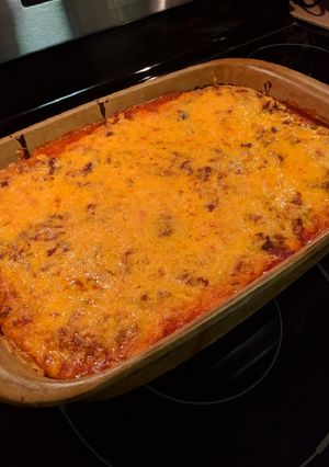 A picture of Mexican Lasagna.