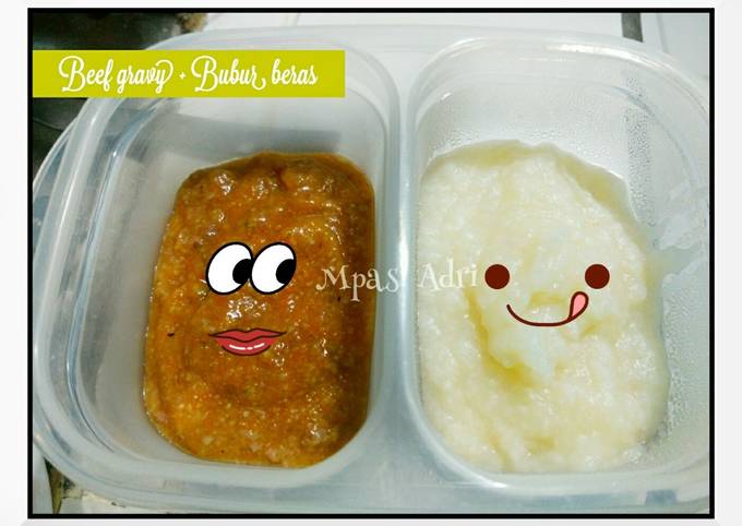 Resep Beef Gravy &amp; Tim Nasi Putih (Mpasi 7+) Anti Gagal