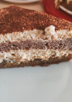Une photo de Entremet poire caramel