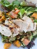 Grilled chicken and green lentil salad