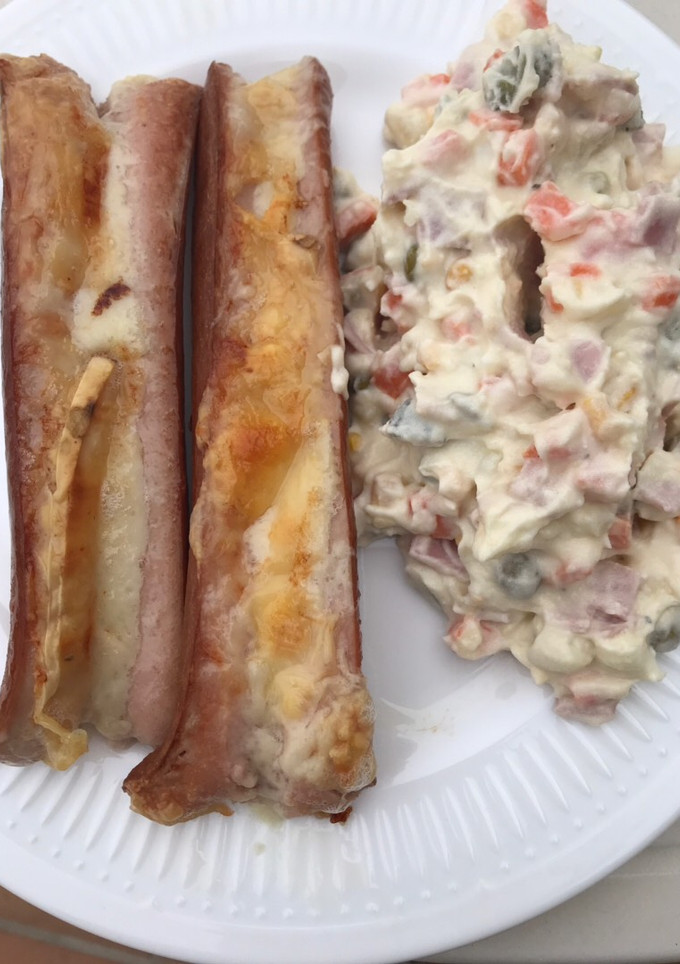 Una foto de Salchichas Frankfurt con queso
