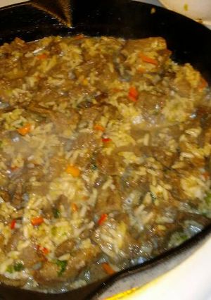 A picture of Steak Rice Veggies.