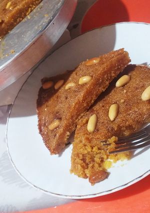 صورة لوصفة بسبوسة العربيات المكرملة