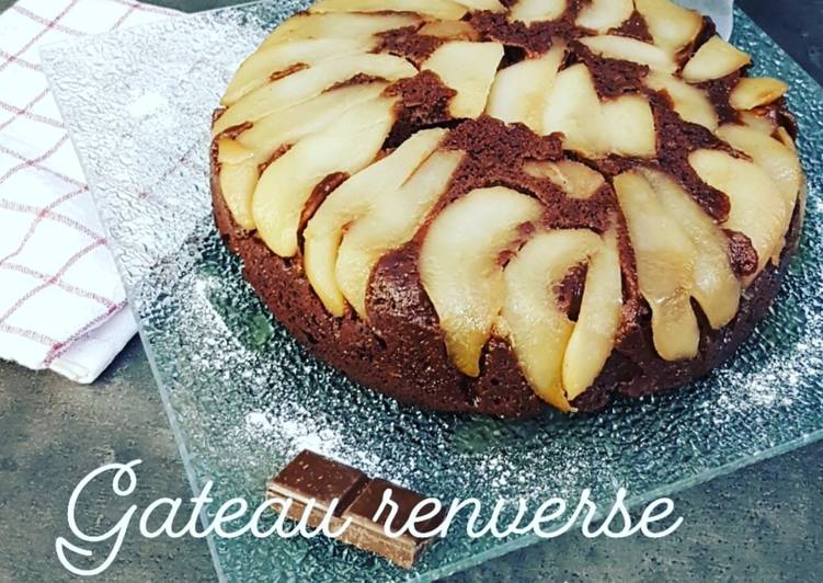 Recette De ¤ gâteau renversé poire/chocolat ¤