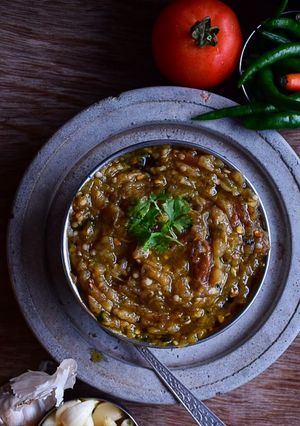 A picture of Baingan-tamatar Bharta.