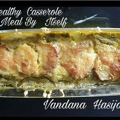 A picture of Dal,Palak, Potatoes,Cheese Baked Casserole.