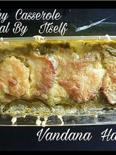 A picture of Dal,Palak, Potatoes,Cheese Baked Casserole.