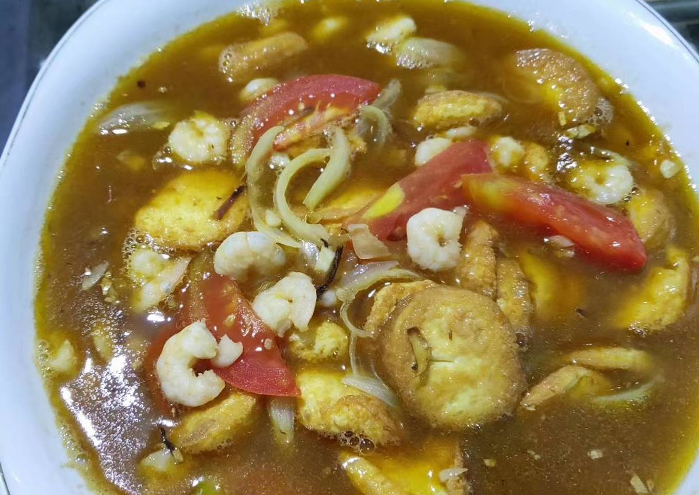 Udang goreng dengan tahu sapofo