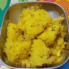 A picture of Dhokla from leftover kadhi..