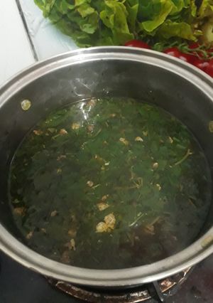 Hình của món Canh cua mồng tơi và rau đay.