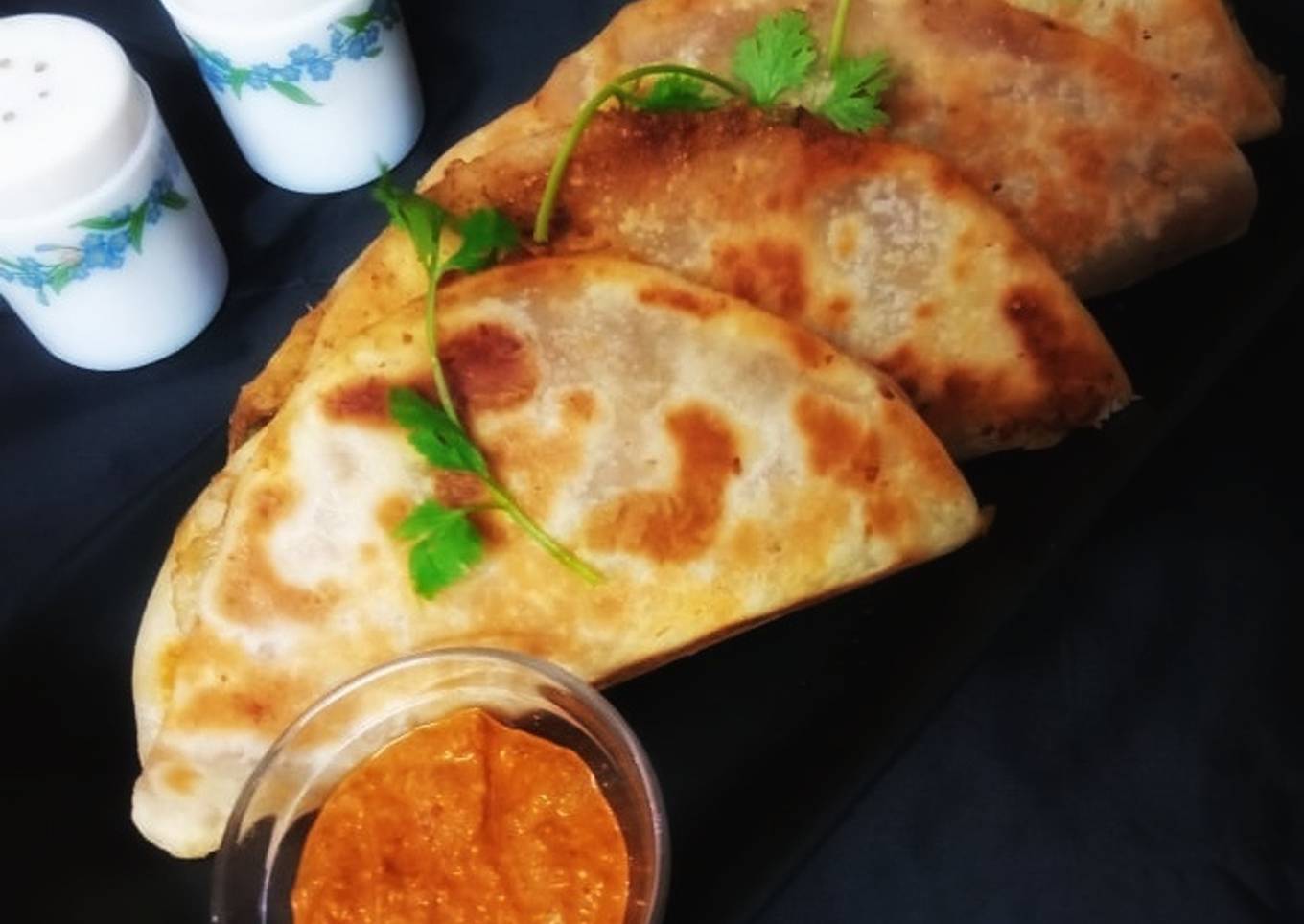 Tacos mexicana with spicy red sauce