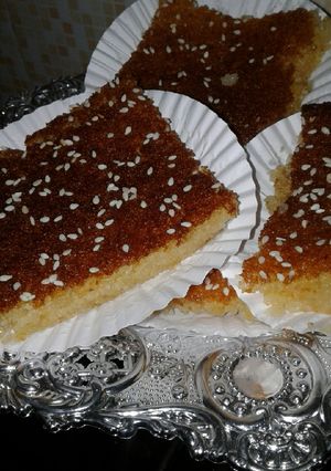 صورة لوصفة بسبوسة يمنية بدون بيض