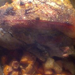 A picture of Pork with rotisserie rub.
