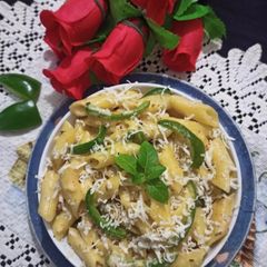 A picture of Jain White Sauce Pasta.