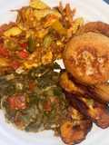 Vegan Caribbean Bowl (Ackee N Jackfruit, Callaloo, Plantain)