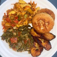 A picture of Vegan Caribbean Bowl (Ackee N Jackfruit, Callaloo, Plantain).