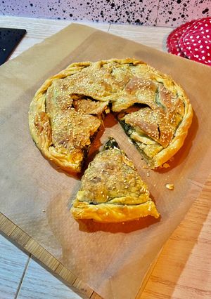 A picture of Spanakopita with Homemade Phyllo Dough.