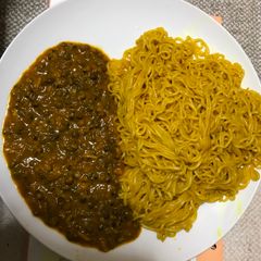 A picture of Noodles and Green grams(ndengu).
