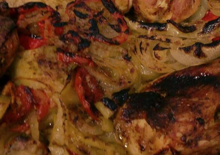 صينيه دجاج مع بطاطا وفليفله