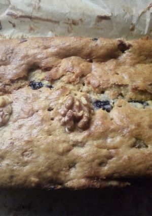 A picture of Banana, Walnut and Blueberry loaf.