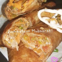 A picture of Spring time spring rolls.