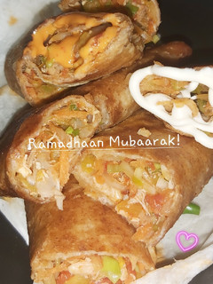 A picture of Spring time spring rolls.