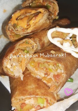 A picture of Spring time spring rolls.