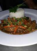 Stir-Fry Beef Teriyaki With Red Pepper Risotto