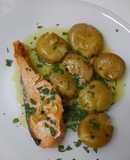 Salmão com batatas a murro - no microondas