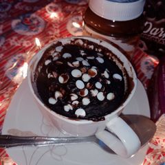 A picture of 2 mint choco mug cake.