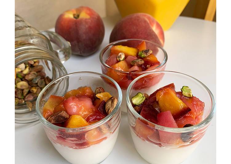 Manière simple pour Préparer Super rapide Fait maison Panna cotta vegan aux pêches rôties