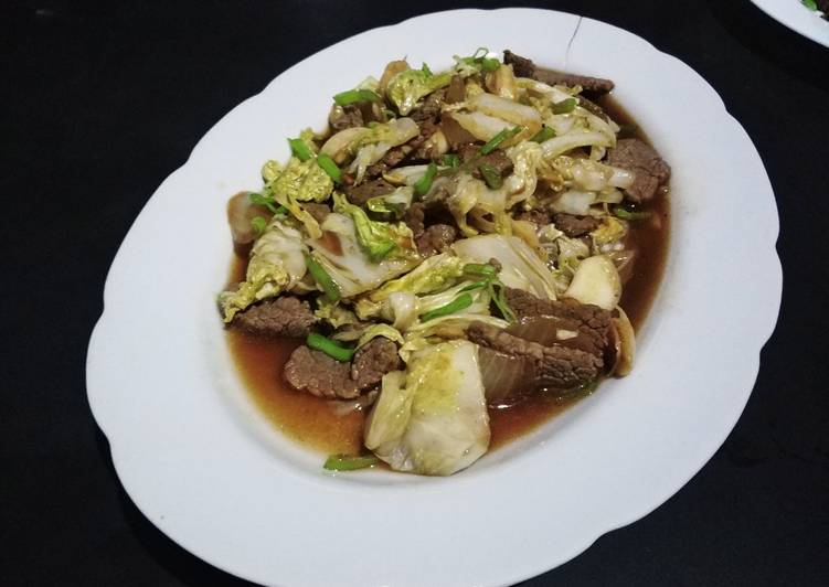 Tumis Sawi putih with daging sapi EZ to cook