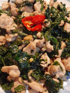 Fried Angelica Keiskei with Chicken Breast 明日葉炒雞肉 的食譜成品照片