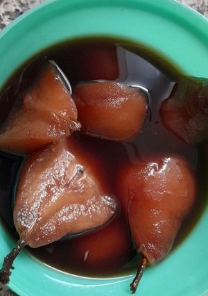 Una foto de Peras al vino Licoroso (no es mistela, ni marsala, ni Jerez)