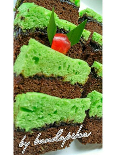 Foto resep Brownies coklat pandan with ketan item
