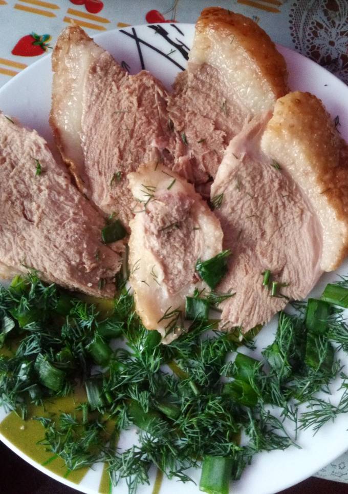 Запечена качка з зеленню