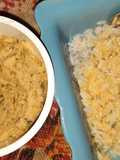 Arroz con hummus y ravioles con salsa de hummus