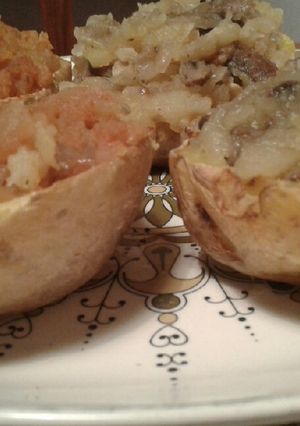 Una foto de Papa rellena con champignones