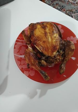 عکسی از دستور مرغ شکم پر