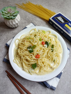 Foto resep Spaghetti Kuah Susu Pedas