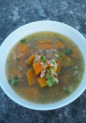 Hình của món Canh tôm bí đỏ.
