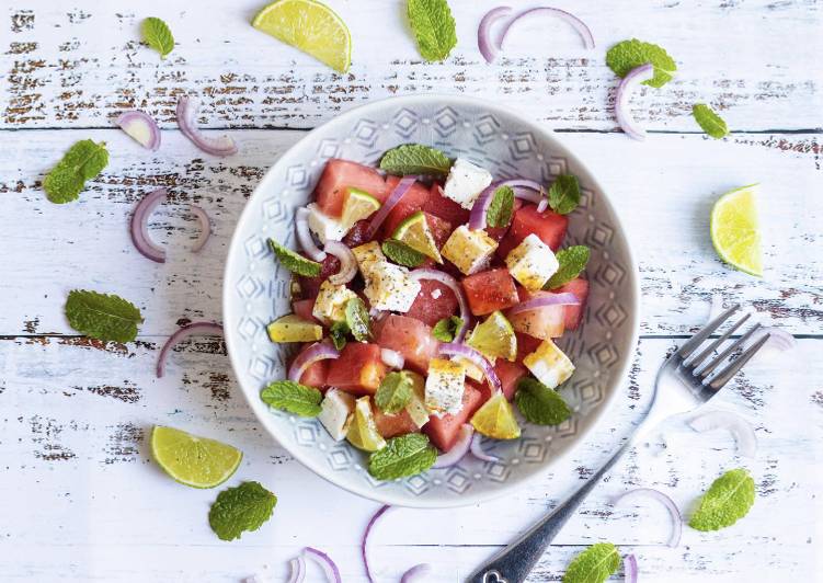 Recipe of Homemade Watermelon and Feta cheese salad