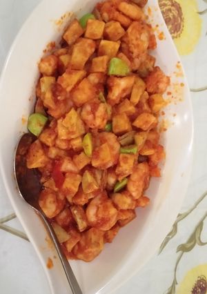 Foto resep Balado udang kentang Pete enak