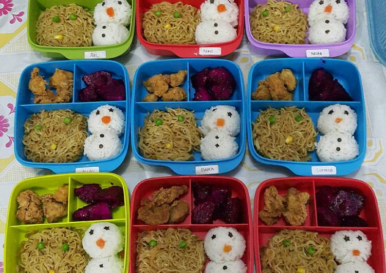 Bekal Anak Bento "Nasi Migor Snowman"😍😘👍