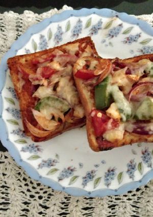 A picture of Homemade bread pizza.