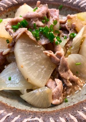 A picture of Japanese Miso Daikon Radish with Pork.